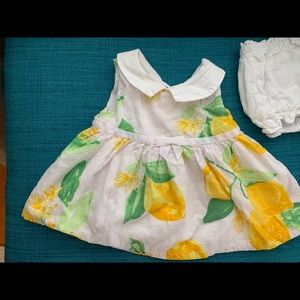 Summer lemon baby dress and bloomers